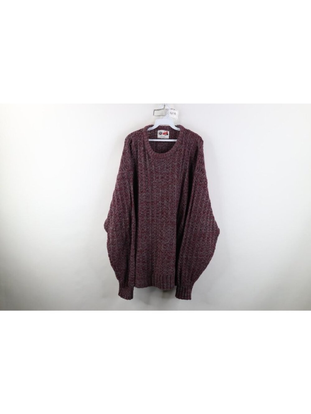 Vintage 90s Streetwear Mens 2XLT Chunky Crochet Ribbed Knit Crewneck Sweater
